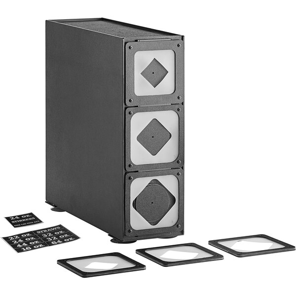 KleanTake by ServSense™ Black Countertop Cup Dispenser / Lid Organizer - 8  Slot
