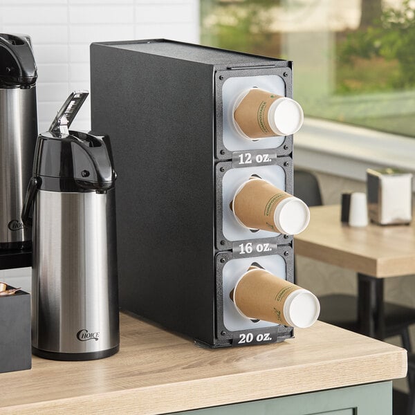 KleanTake by ServSense Black Countertop Slim Cup Dispenser Cabinet