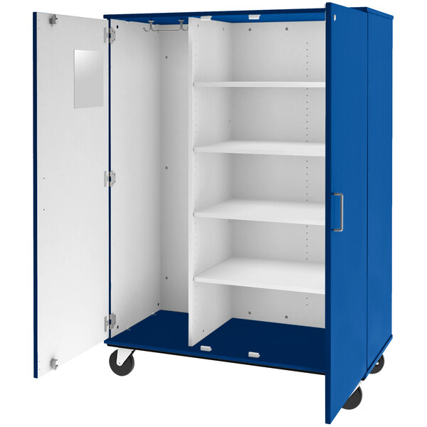 I D Systems 67 Tall Royal Blue Mobile, Metal Storage Cabinet With Doors And Wheels