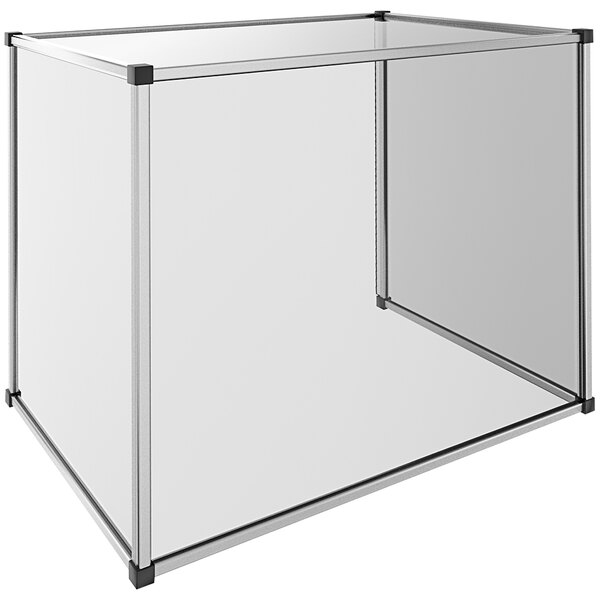 A clear acrylic box with black corners and a clear top.