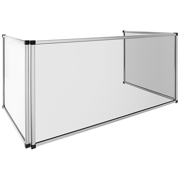 A clear acrylic divider with black corners.