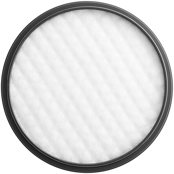 A round white Lavex sponge filter with a black rim.