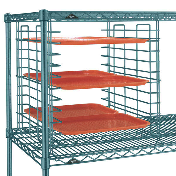 A wire rack with Metroseal 3 trays on it.