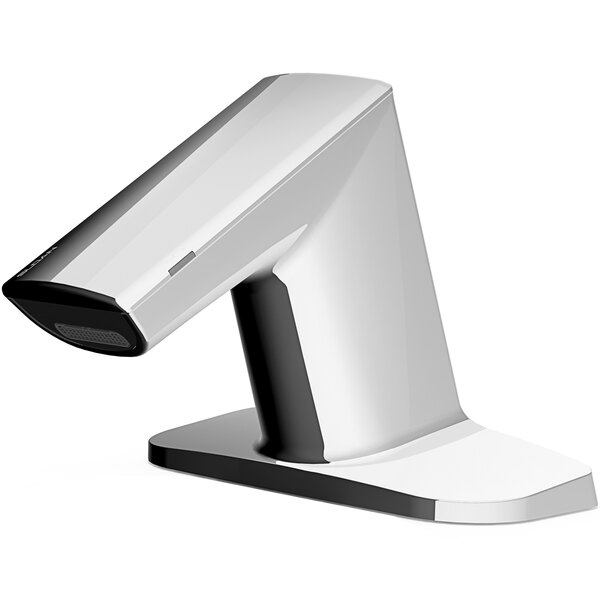 A silver Sloan BASYS deck mounted electronic faucet.