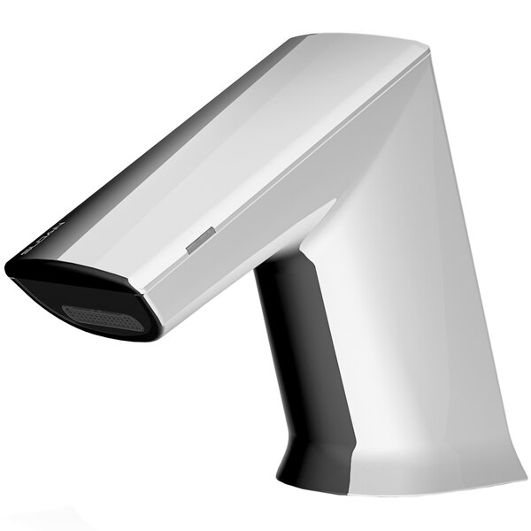 A Sloan polished chrome double sensor faucet with a white background.