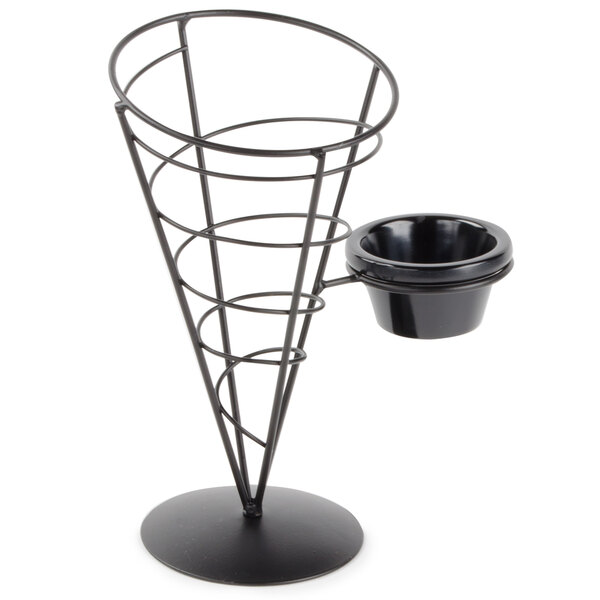 TableCraft Products ACR59 Appetizer Cone with Ramekin Black 5 x 9 