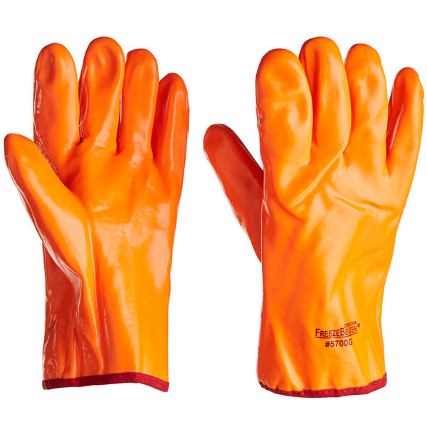 Cordova FreezeBeater Orange SingleDipped PVC Gloves with Smooth Finish