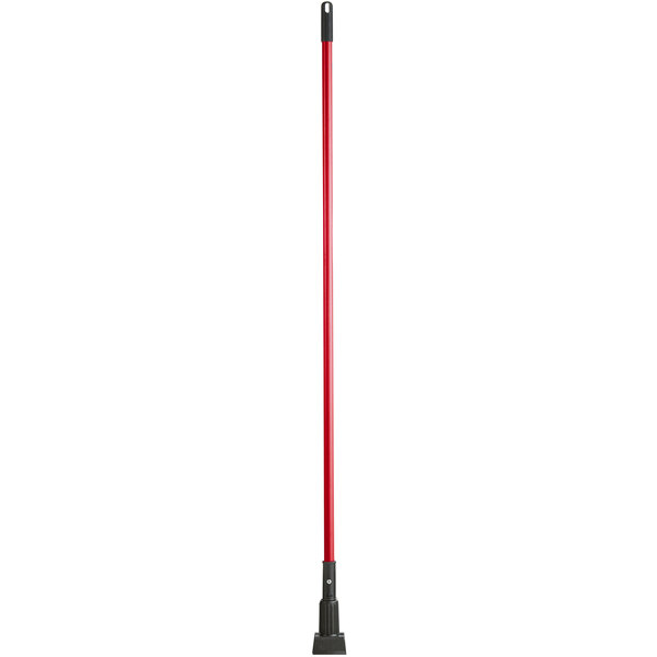 A red and black Lavex Jaw Style Mop Handle.