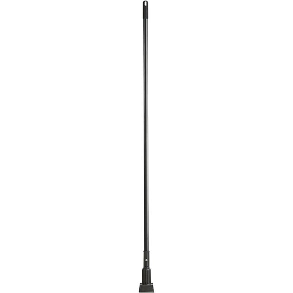 A long black Lavex metal mop handle with a black jaw style handle.
