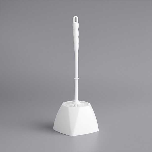 Lavex Janitorial 14" White Toilet Bowl Brush with Caddy