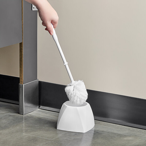 Lavex 14" White Toilet Bowl Brush with Caddy