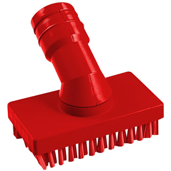 A red rectangular Delfin Industrial brush for vacuum cleaners.