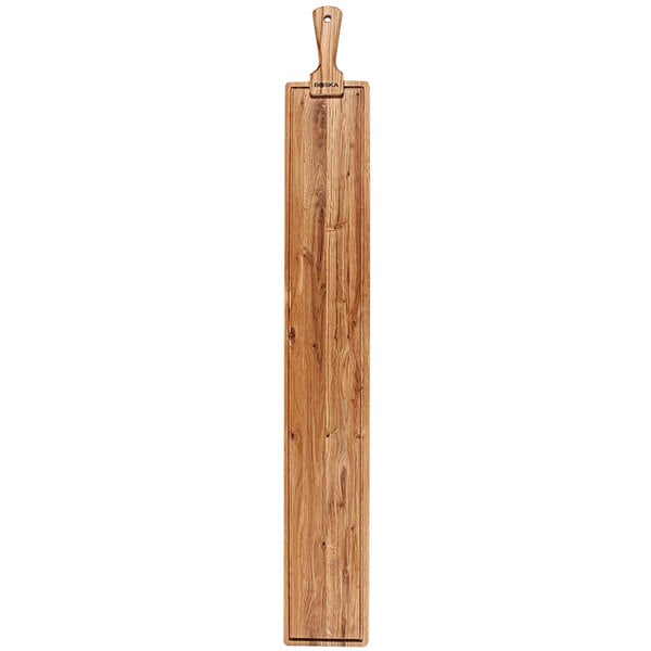 A Boska rectangular European oak serving board with a handle.
