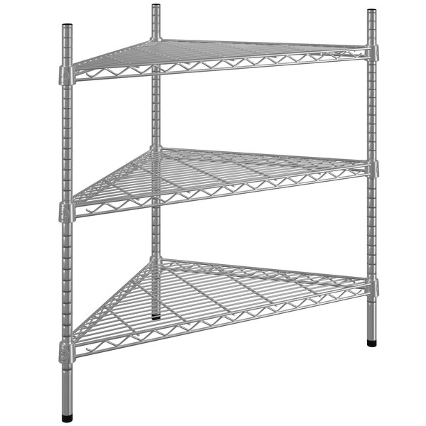 Nsf Chrome Triangle 3 Shelf Kit, 24 Deep Wire Closet Shelving