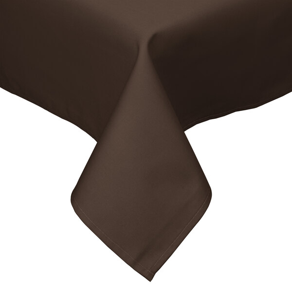 A brown Intedge square table cover on a table.