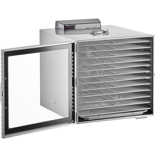 Avantco 12 Tray Stainless Steel Food Dehydrator with Glass Door - 120V,  1000W