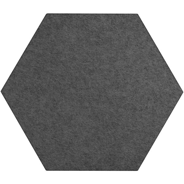 A dark gray hexagon-shaped wall-mounted acoustic panel.