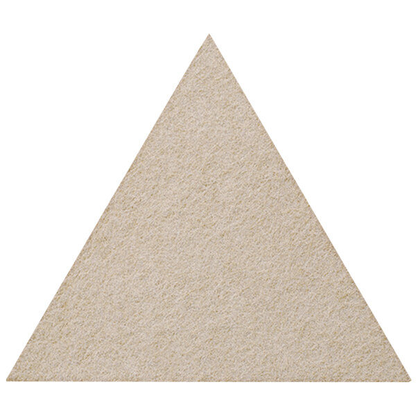A close-up of a beige triangle of felt.