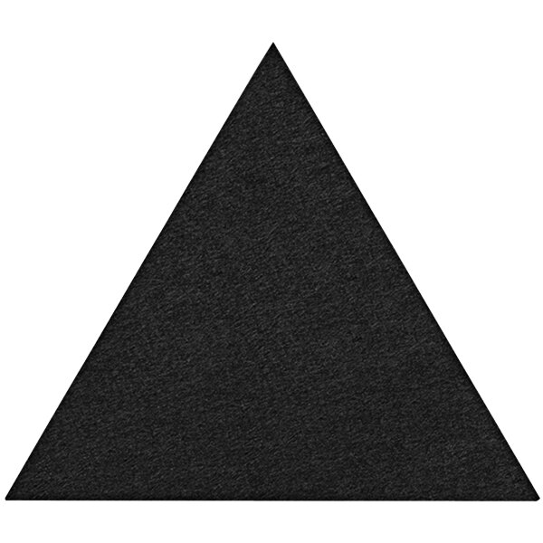 A black Versare SoundSorb triangle acoustic panel on a white wall.