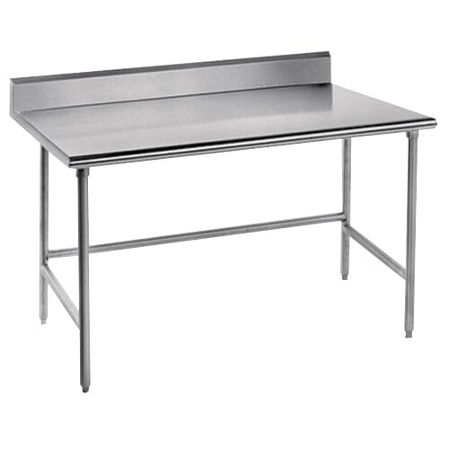 Advance Tabco TKMS-303 30" x 36" 16 Gauge Open Base Stainless Steel Commercial Work Table with 5" Backsplash