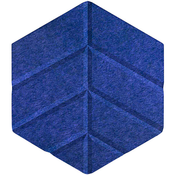 A blue hexagon shaped surface with a leaf pattern.
