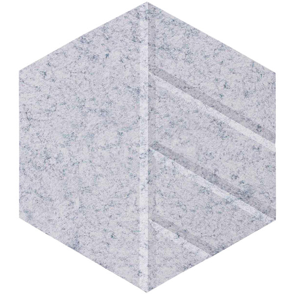 A marble gray hexagon-shaped SoundSorb wall tile.