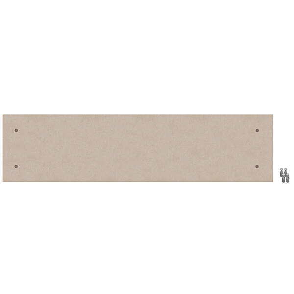 A close-up of a beige rectangular Versare SoundSorb acoustic panel with standoffs and screws.