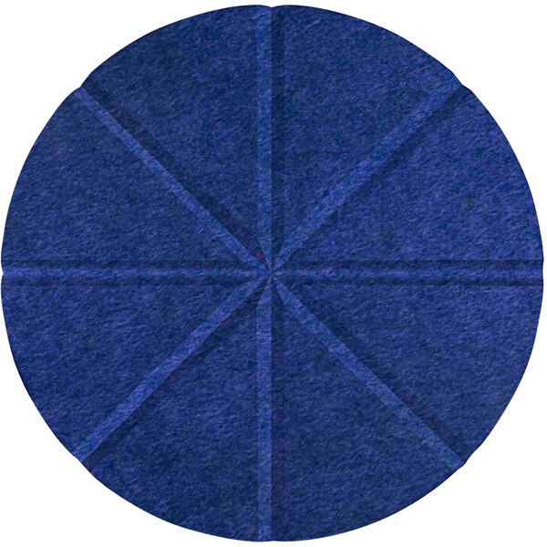 A blue circular Versare SoundSorb acoustic panel with a circular star design.