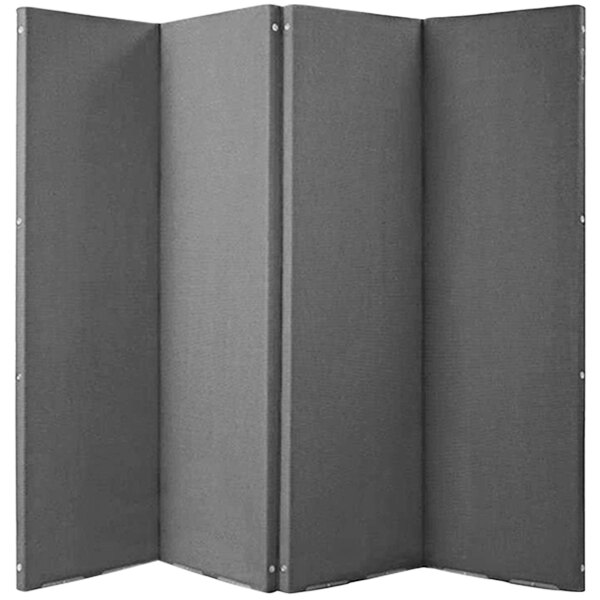 A grey Versare VersiFold acoustical room divider with three panels.