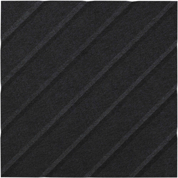 A close up of a black square with diagonal lines.