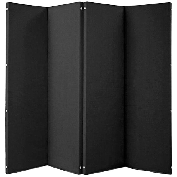A black folding screen with three panels.