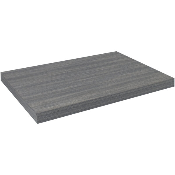 An American Tables & Seating rectangular light gray faux wood laminate table top.