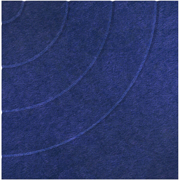 A blue fabric Versare SoundSorb acoustic square with a curved line design.