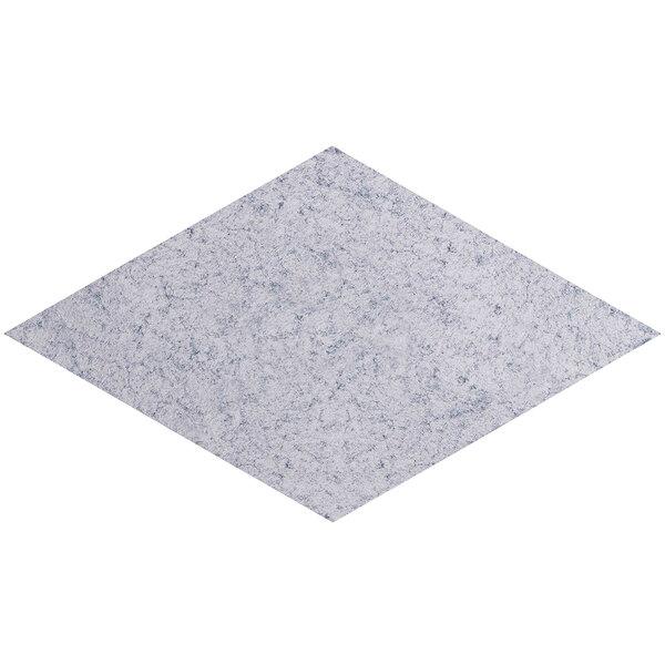 A white and grey diamond shaped tile with Versare SoundSorb rhomboid pattern.