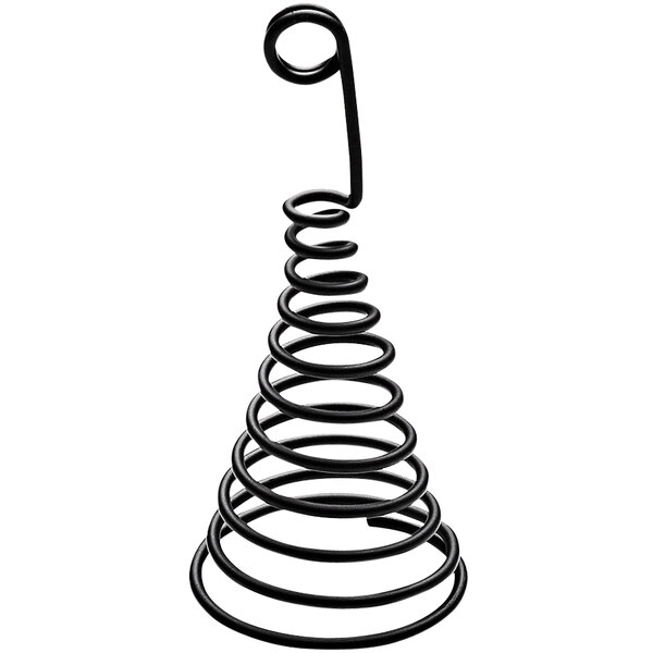 A black spiraled wire with a metal stand.