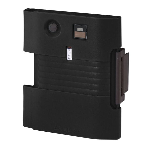 A black rectangular Cambro door with a small button.