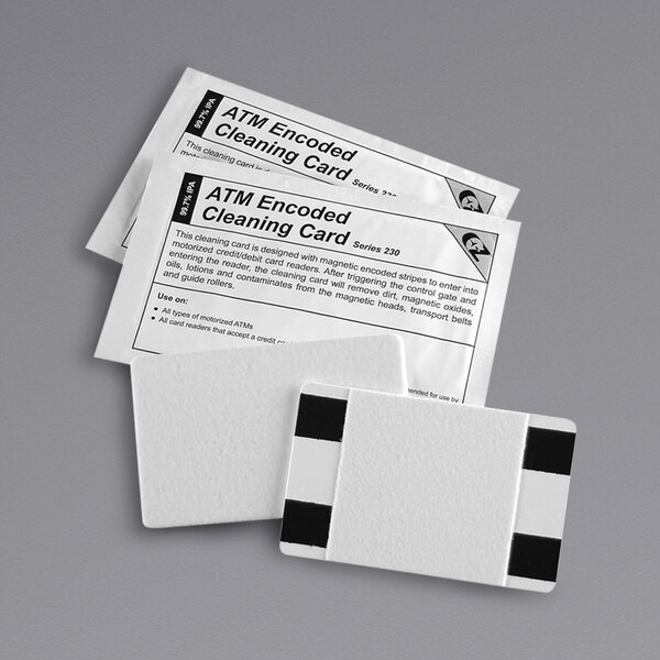 A few white Controltek USA ATM Encoded Cleaning Cards with black text.