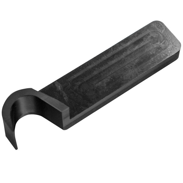A black rectangular metal cover with a black plastic handle.