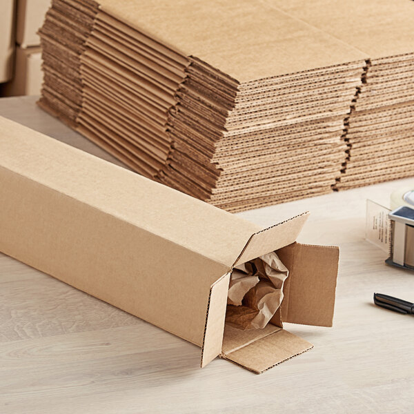 A stack of Lavex cardboard shipping boxes.