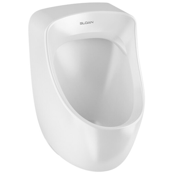 A white Sloan small washdown urinal with a rear spud inlet.