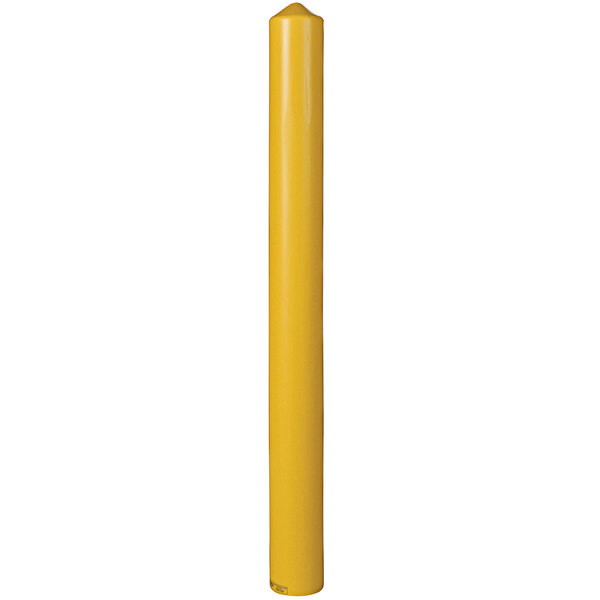 A yellow cylindrical bollard cover with a yellow top.
