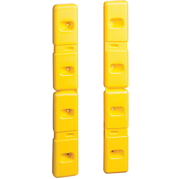 Two yellow rectangular wall protectors with holes.