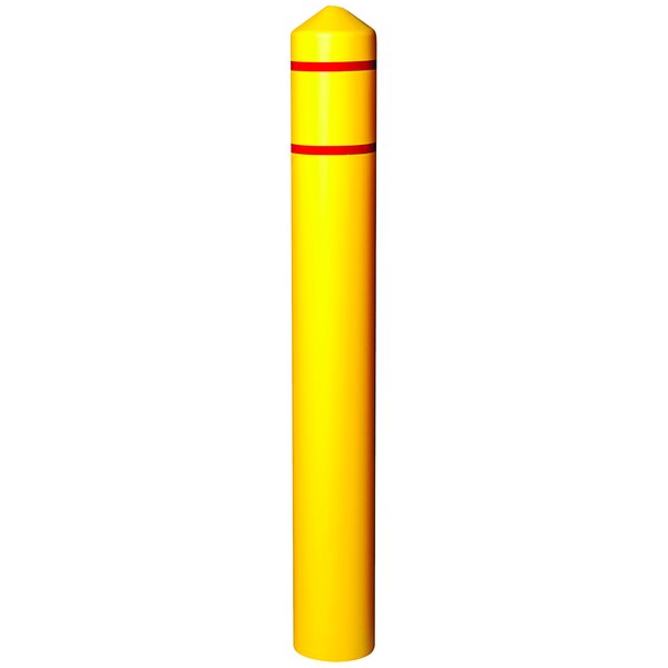 A yellow pole with red stripes.