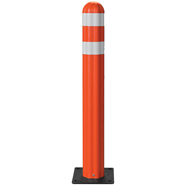 An orange Eagle Manufacturing guide post delineator with a black base.