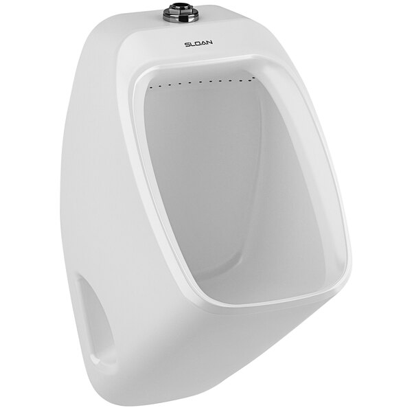A white Sloan designer washdown urinal with top spud inlet.