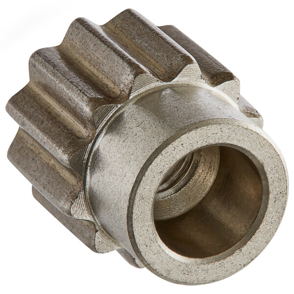A metal drive coupling with a threaded hole.