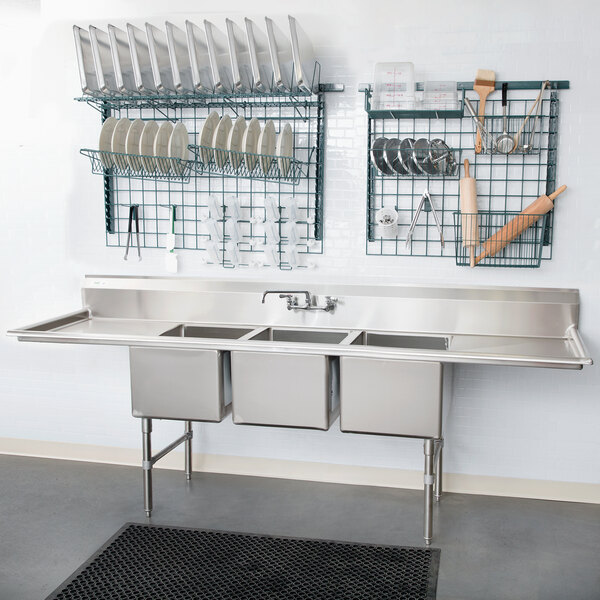 Regency 106" 16Gauge Stainless Steel Three Compartment Commercial Sink