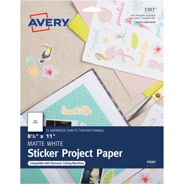 A package of white Avery Repositionable Sticker Project Paper.