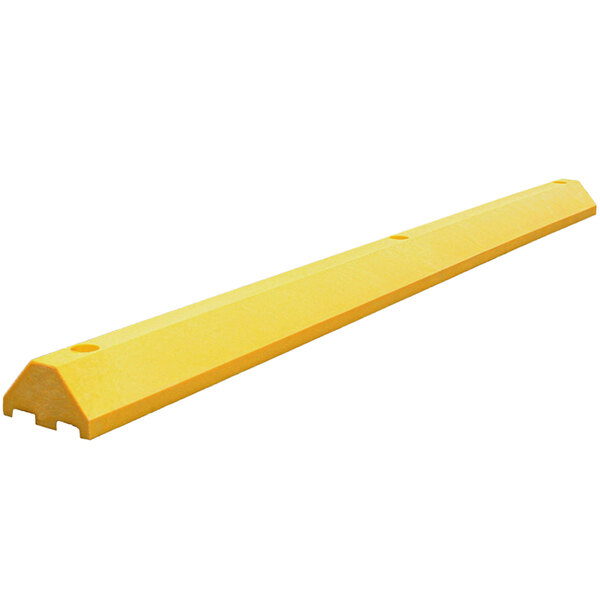 A yellow rectangular Plastics-R-Unique Ultra parking block.