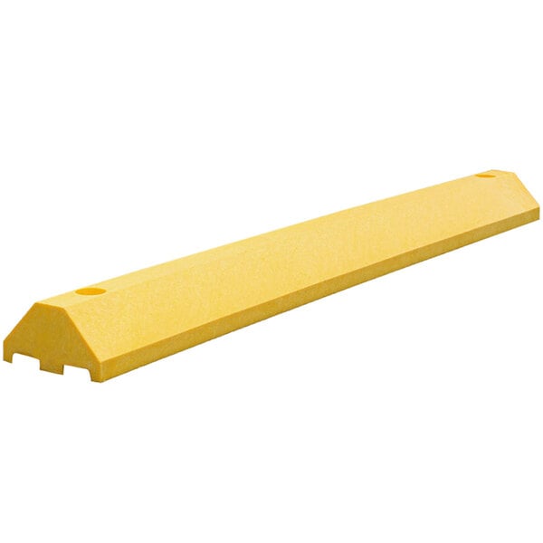 A yellow rectangular Plastics-R-Unique Ultra parking block.